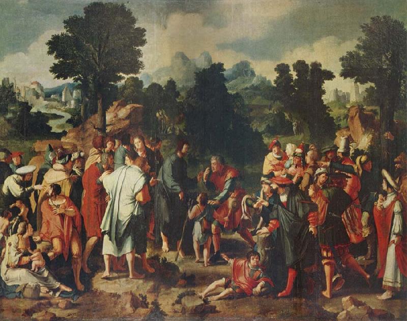 Lucas van Leyden THe Healing of the Blind man of Jericho Spain oil painting art